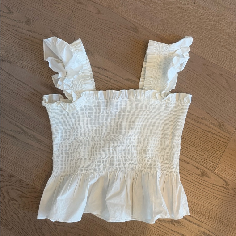 Hill House White Ruffled Blouse